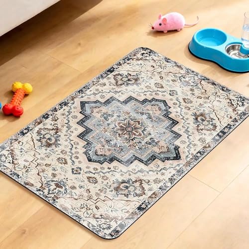 Dog Food Mat for Pet Cat Food Mat, Boho Absorbent Quick Dry Dog Bowl Mats for Food and Water, Non-Slip Cat Pet Feeding Mats for Floor Placemats 12"x20" - color: Boho, size: 20"L x 20"W