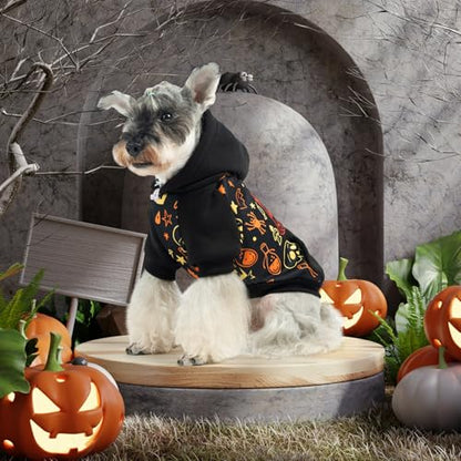 KOOLTAIL Halloween Dog Hoodie Pumpkin Costume Outfit for Small Medium Large Dogs, Soft Fall Pet Sweater Hat Hooded Sweatshirt, Clod Weather Coat, Warm Clothes with Leash Hole and Pocket Male/Female M - color: Halloween Pattern, size: Medium