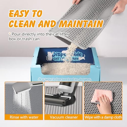 ondware Cat Litter Mat, 30x24 Inch Double Layer Litters Box Mat, Waterproof Cat Mat for Litter Box(Gray) - size: 30x24 Inch