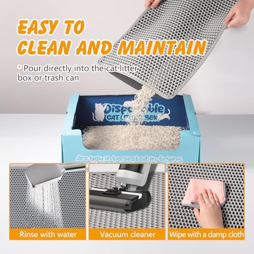 ondware Cat Litter Mat, 24x15 Inch Double Layer Litters Box Mat, Waterproof Cat Mat for Litter Box(Gray) - size: 24x15 Inch
