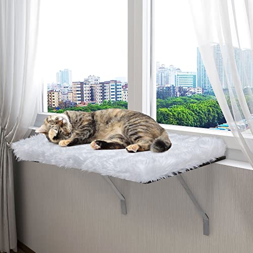Heavy Duty Cat Window Perch Hammock Seat Wall Mount Perch House for Indoor Cats, Cat Bed Shelves Furniture,White