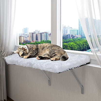 Heavy Duty Cat Window Perch Hammock Seat Wall Mount Perch House for Indoor Cats, Cat Bed Shelves Furniture,White