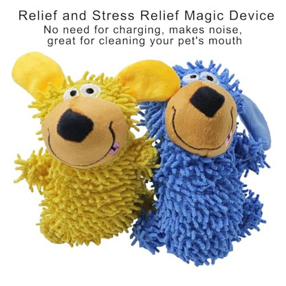 Interaction Squeaky Dog Chew Toy Soft Velveted Mop Cloth Texture for Gentle Teeth Protections and Indoor Entertainment - Blue - color: Blue
