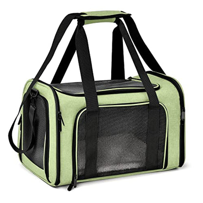 Henkelion Pet Carrier for Small Medium Cats Dogs Puppies up to 15 Lbs, Airline Approved Small Dog Carrier Soft Sided, Collapsible Travel Puppy Carrier - Green - color: Green, size: 17.0"L x 11.0"W x 11.0"H