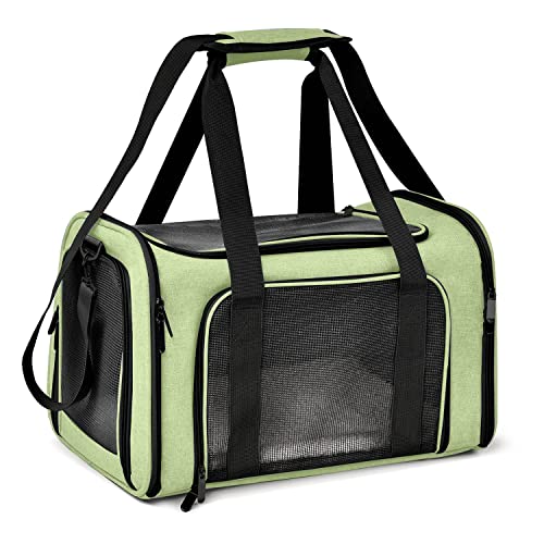 Henkelion Pet Carrier for Small Medium Cats Dogs Puppies up to 15 Lbs, Airline Approved Small Dog Carrier Soft Sided, Collapsible Travel Puppy Carrier - Green - color: Green, size: 17.0"L x 11.0"W x 11.0"H