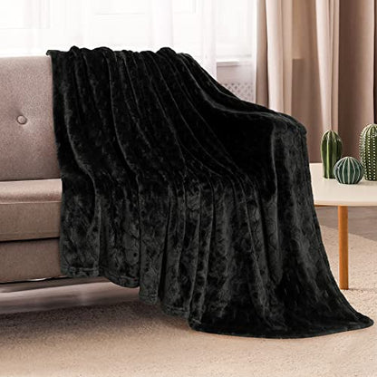 TOONOW Fleece Blanket Fuzzy Plush Throw Blanket 50" x 60", Super Soft Fluffy Bed Blanket Geometric Pattern Comfy Microfiber Flannel Blankets for Couch, Bed, Sofa, Black - color: Black, size: Throw-50" x 60"