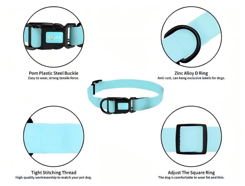 Waterproof Dog Collars,Easy Clean Collar,Adjustable Dog Collars for Small,Medium, Large Dogs (Lake Blue, S) - color: Lake Blue, size: S