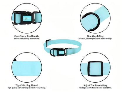 Waterproof Dog Collars,Easy Clean Collar,Adjustable Dog Collars for Small,Medium, Large Dogs(Lake Blue, L) - color: Lake Blue, size: L