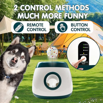 MEKAPLE Automatic Dog Ball Launcher, Upgraded Interactive Dog Balls Thrower with 3 Distance 29Ft-79Ft, Remote Control Ball Launcher for Medium&Large Dogs, 6 Etpu Balls Included (Dark Green) - color: Dark Green