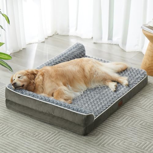 BFPETHOME Orthopedic Dog Beds for Large Dogs-Waterproof Sofa Dog Bed with Removable Washable Cover, Big Pet Bed with Waterproof Lining and Nonskid Bottom,Pet Bed for Large Dogs - color: Dark Green, size: 36.0"l x 27.0"w x 6.5"th