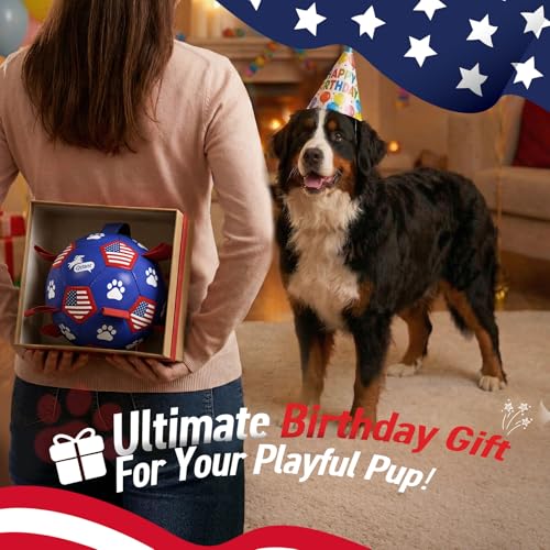 QDAN Dog Toys, Soccer Ball with Straps, Durable Dogs Balls for Extra Large Breeds, Beach Pool Water Toy, Dog Birthday Gifts, Herding Balls (9 Inch) - color: Flag, size: 9 Inch