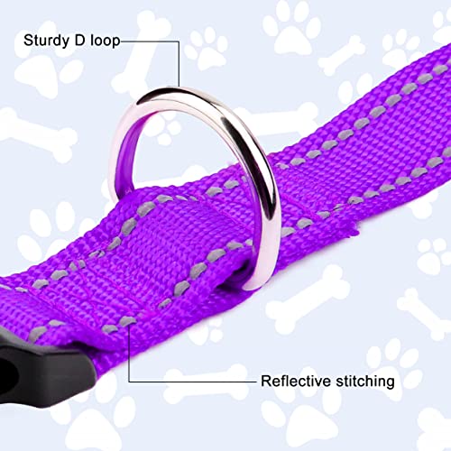 Reflective Dog Collar, Sturdy Nylon Collars for Puppy and Extra Small Girl and Boy Dogs, Adjustable Dog Collar with Quick Release Buckle,Purple,5/8" Width - color: Purple, size: X-Small Plus (Pack of 1)