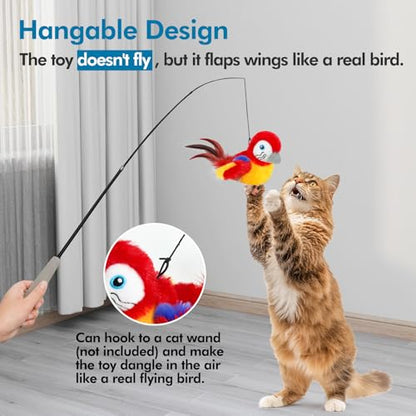 Vannon Cat Toys Flapping Bird(Cannot Fly), Rechargeable Touch Activated Kitten Toy Interactive Cat Exercise Toys with Catnip and Feather for Indoor Cat - Red - color: Red