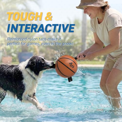QDAN Dog Ball Basketball Toys, Balls with Straps, Dog Water Toy Pool Toys for Small Medium Dogs (6 Inch) - color: Basketball, size: 6 Inch