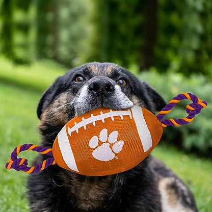 NCAA Clemson Tigers Football Dog Toy, Tough Quality Nylon Materials, Strong Pull Ropes, Inner Squeaker, Collegiate Team Color - color: Clemson Tigers