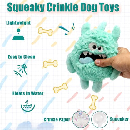 Plush Squeaky Dog Toy, Crinkle Stuffed Dog Toy Keep Them Busy Tug of War Birthday Dog Chew Toy for Small Medium Large Dogs (Light Green) - color: Light Green