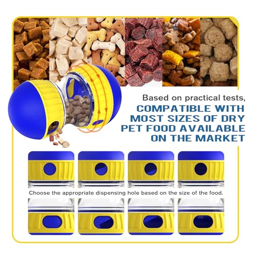 BSISUERM Dog Treat Dispensing Puzzle Toy Adjustable Food Dispenser Slow Feeder Puppy Enrichment Training Rolling Ball Pet Interactive Chase Toys for Small Medium Large Dogs to Keep Them Busy - color: Blue