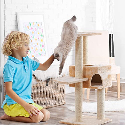 4 PCS M8 Cat Scratching Post Replacement, 15.7 x 3.1 Inch Sisal Pole Cat Tree Replacement Post with Screws, Refill Scratcher Posts for Indoor Kitten Tree Tower Spare Cat Furniture Protector - color: M8+White01