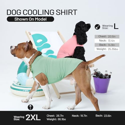 2Pack Dog Shirts, Breathable Dog Cooling Shirt for Medium Dogs, Sun Protection Dogs Cooling Vest Tank Tops, Lightweight Soft Stretchy Sun Shirts, Sleeveless Summer Pet Clothes -Green +Pink 2XL - color: Pink+Green, size: Xx-large