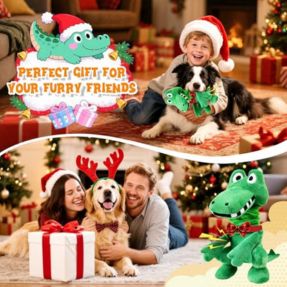 Fuufome Large Squeaky Dog Toys:Plush Tug of War Dog Toys with Crinkle-Interective Chew Toys for Small,Medium,and Large Breeds- Puppy Toys Keep Them Busy&Dental Exercise - color: dark green