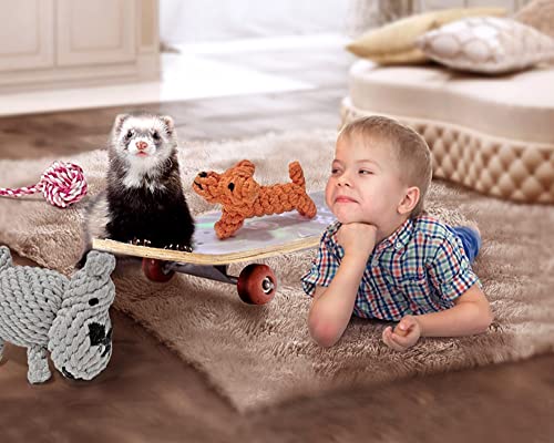 6 Pack Ferret Rope Chew Toys Durable Knotted Rope Tug Perfect for Teething Mammals Cotton Claws Grinding Toys Interactive Dog Cat Toy Set
