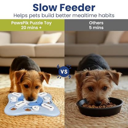PAWSPIK Interactive Dog Puzzle Toy – Treat Dispensing Slow Feeder for Dogs, Mental Enrichment Toy with Squeaker & 16 Compartments – Durable, Non-Slip, Dishwasher Safe – Light Blue (Light Blue) - color: Light Blue