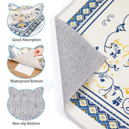 Washable Cat Litter Mat 48"x36" 2Pack with Non-Slip Bottom Waterproof Litter Box Mat Easy to Clean Litter Trapping Mat for Kitty - color: Blue&White, size: 48"x36"-2 Pack
