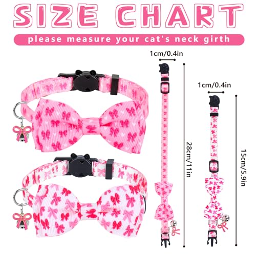 JarThenaAMCS 2Pcs Pink Bow Cat Collar Cute Coquette Bowtie Collar with Breakaway Bell Bowknot Adjustable Kitten Collars for Girl Boy Cat Small Pet - style: bow