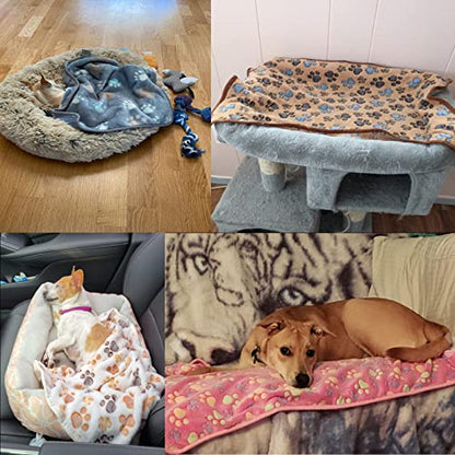 6 Pack Puppy Dog Blankets Super Soft Warm Sleep Mat Paw Print Blanket Fleece Pet Blanket Flannel Throw Dog Blankets for Small Dogs Puppy Cats Pets,Small(23"x15") - color: 6 Pack Paw Series, size: Small(23"x15")
