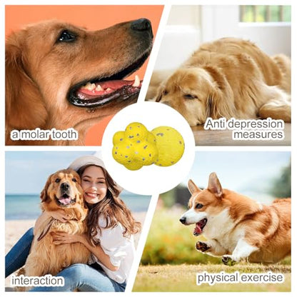 Mellow Dog Calming Balls, Indestructible Tennis Balls for Aggressive Chewers, Interactive Dog Toys (Yellow)