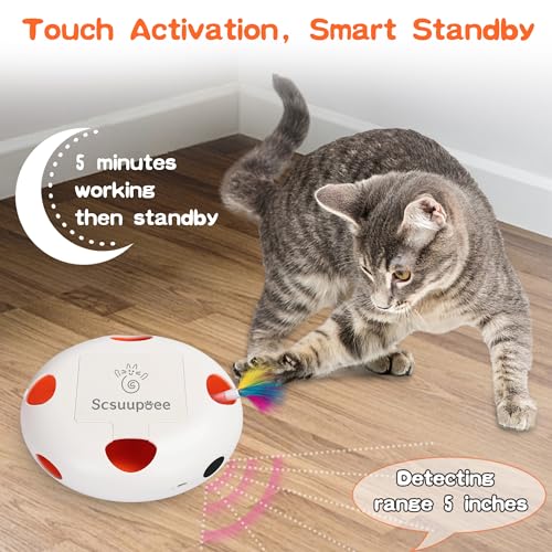 Cat Toys, Rechargeable Interactive Cat Toy, Smart Sensor Pop-Up Feather Toy with 7 Holes, USB Powered Automatic Kitten Toy for Indoor Cats, White - color: white