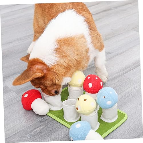 Abaodam Interactive Dog Slow Feeder Toy Creative Puppy Sniffle Mat Squeaky Mushroom Dog Training Foraging Pad for Chewing and Boredom Relief