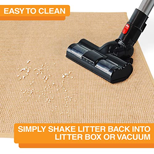 Neater Pets Jute Cat Litter Trapping Mat - Catches Spilled Litter Mess from Kitty Litter Box to Protect Floors, Soft on Cats Paws, Anti-Skid Backing, Easy to Clean, Beige, 24" x 36" - color: Beige