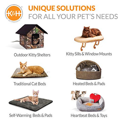 K&H Pet Products EZ Mount Bolster Cat Window Perch for Large Cats, Sturdy Kitty Window Hammock Bed, Steel Frame, Sturdy Suction Cups, Washable Shelf Covers, Foldable - Fits 27"W X 23"H Glass Spaces - style: Bolster