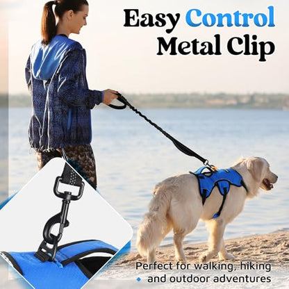 rabbitgoo Escape Proof Dog Harness, Soft Padded Full Body Pet Harness, Reflective Adjustable No Pull Vest with Lift Handle and Leash Clip for Large Dogs Walking Hiking Training, M, Blue - color: Blue, size: Medium (Pack of 1)
