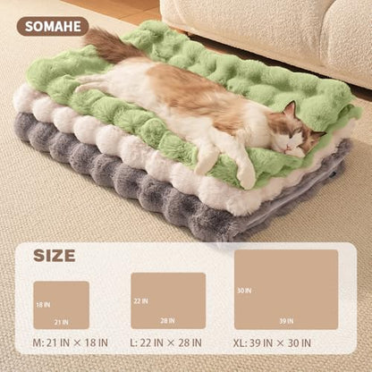 Pet Blanket, Reversible Sherpa & Bubble Fleece Pet Throw, Ultra-Soft Plush for Cats & Small Dogs, Machine Washable, Anti-Static, Warm & Cozy,28"×22" Inch Green - color: Green, size: 28"L x 22"W Inches
