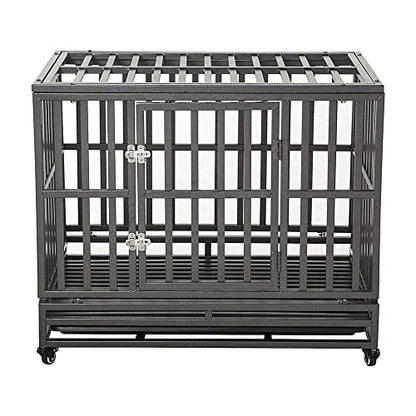 LUCKUP 38 Inch Heavy Duty Dog Cage Metal Kennel and Crate for Large Dogs,Easy to Assemble Pet Playpen with Four Wheels,Black … … - size: 37.5"L x 25.5"W x 32.0"H