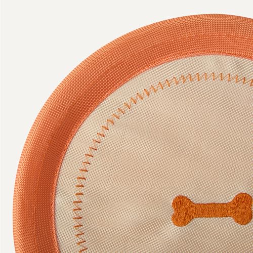 Amazon Basics Dog Flying Disc, Interactive Dog Toys for Fetch, Durable Water Floating, Soft Flexible Design, 1-Pack, 9.53 Inch, Beige/Orange - size: 1 Pack