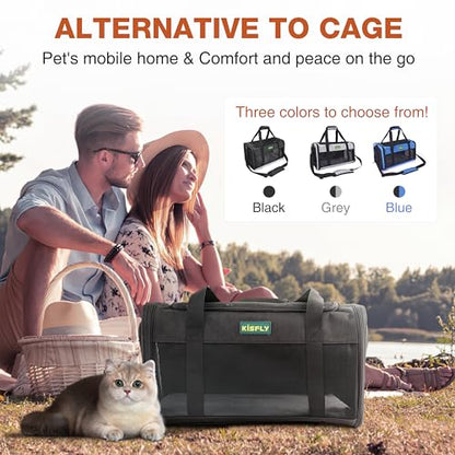 Airline Approved Cat and Small Dog Carrier 17"x11"x9.5"– Soft-Sided, Foldable Under-Seat Travel Bag for Pets up to 12 lbs, Top-Loading, Scratch-Resistant Mesh, Black - color: Black, size: 17x11x9.5 In