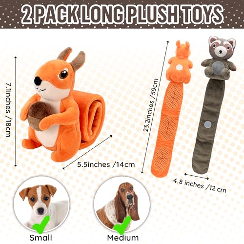 LECHONG 2-Pack Plush Squeaky Dog Toys, 23-Inch Snuffle Puzzle Tug of War Toy with Roll-Up Treat-Hiding Crinkle Tail, Enrichment Toys for Small & Medium Dogs to Relieve Boredom & Mental Stimulation - style: Dog Puzzle Toys
