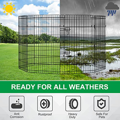 Pet Playpen Dog Pen Foldable Dog Exercise Fence 8 Panels 36 Inch Kennels Pet Playpen Options Ideal for Pet Medium Animals Outdoor Indoor - style: 24'' x 36'' x 8PCS