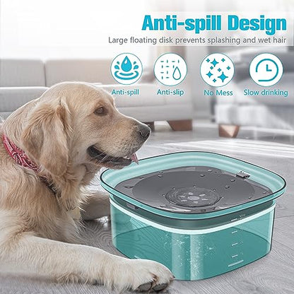 UPSKY 4L Dog Water Bowl 135oz No Spill Dog Bowl Extra Large Capacity Slow Drinking Water Feeder, Splash Proof Pet Water Dispenser Vehicle Carried Travel Water Floating Bowl for Dogs, Cats - color: L-Green, size: 4 L