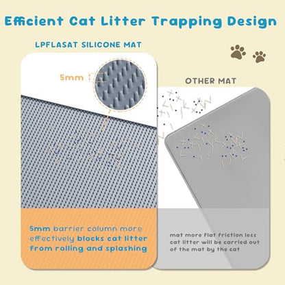 Cat Litter Mat, (33" x 21") Silicone Litter Trapping Mat - Waterproof/Urine Proof, Litter Box Mat - Keep the Floor Clean Grey - color: Grey, size: L