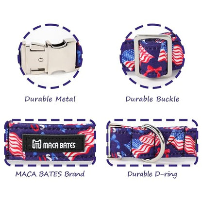 Maca Bates 4th of July Basic Dog Collar American Flag USA Patriotic 4 of 7 Dogs Collars Adjustable Soft Flags Independence Day Gift for Small Medium Large XL Boy Girl Male Female Puppy - color: July 4th-Basic-Fly Flag, size: S