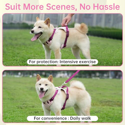 Pink Dog Harness Leash Collar Set, No Pull Reflective Dog Vest Harness with Control Handle, Adjustable Breathable Pet Harness for Large Dogs Walking Training - color: Pink, size: XL