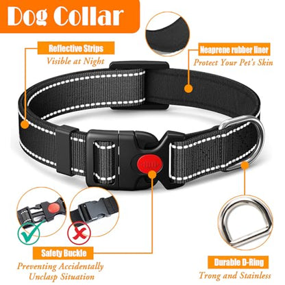 LOBEVE No Pull Dog Harness, Collar & Leash Set | Includes Dog Seat Belt, Collapsible Bowls & Poop Bag Dispenser. Ideal for Training, Walking, Hiking. Fits Small to Large Dogs(Black-S) - color: Black, size: Small