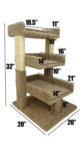 New Cat Condos 110029-Brown-Parent Premier Triple Cat Perch, Gray - color: Gray