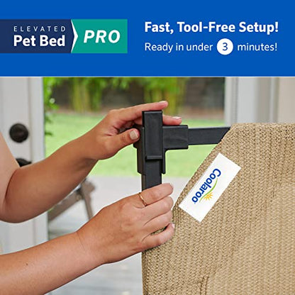 Coolaroo Pro Elevated Dog Bed - Low-Profile Access, Moisture-Resistant Cover, Breathable Fabric & Tool-Free Setup, Nutmeg, Standard - color: Nutmeg, size: Standard