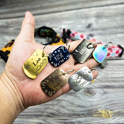 Personalized Dog Tag with 5 Lines of Custom Deep Engraved Durable Stainless Steel Pet ID Name Tag Designer Small Size Rectangle - size: Small, style: Regtangle