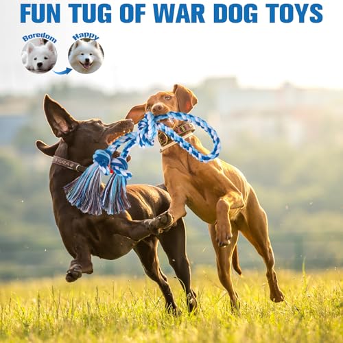 BINGPET 2 Pack Dog Rope Toy for Large and Medium Dogs,Heavy Duty Tug of War Dog Toy,Cotton Tough Dog Chew Teething Toys for Aggressive Chewers - color: Pink and Blue